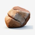 A brown stone single granite boulder large river rock isolated big rock geology on white background.