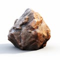 A brown stone single granite boulder large river rock isolated big rock geology on white background.