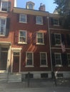 Brown stone town-homes in historic Washington Square West, Philadelphia, PA. Four