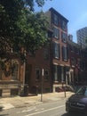 Brown stone town-homes in historic Washington Square West, Philadelphia, PA. Four