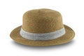 Brown straw hat isolated on white background