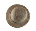 Brown Straw Hat in a top view isolated on white Royalty Free Stock Photo