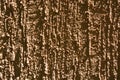 Brown structural street plaster, bark beetle building paint for outdoor decoration in sunlight. Royalty Free Stock Photo