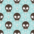 Brown stylized skull seamless pattern