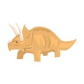 Brown styracosaurus dinosaur character, Jurassic period animal vector Illustration