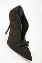 Brown suede high heel women shoe with bow