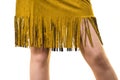 Brown suede skirt with fringe