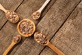 Brown sugar cane in a bowl and spoons on wooden table background. with copy space. Royalty Free Stock Photo