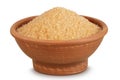The brown sugar in ceramic bowl isolated on white background Royalty Free Stock Photo