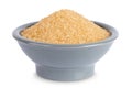 The brown sugar in ceramic bowl isolated on white background Royalty Free Stock Photo