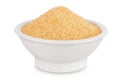 The brown sugar in ceramic bowl isolated on white background Royalty Free Stock Photo
