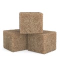 Brown Sugar cube close-up on white 3d render Royalty Free Stock Photo