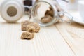 Brown sugar, a few pieces. Royalty Free Stock Photo