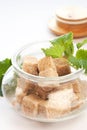 Brown sugar in glass bowl Royalty Free Stock Photo