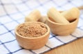 Brown sugar powder from fresh organic sugar cane for being cooking ingredients for healthy eating. selective focus Royalty Free Stock Photo