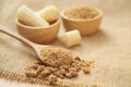 Brown sugar powder from fresh organic sugar cane for being cooking ingredients for healthy eating. selective focus Royalty Free Stock Photo