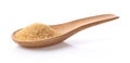 Brown sugar in wood spoon on white background Royalty Free Stock Photo