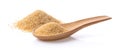 Brown sugar in wood spoon on white background Royalty Free Stock Photo
