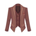 Brown Suit Jacket with Buttoned Vest as Male Clothing Item Vector Illustration