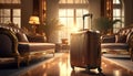 brown suitcase in holiday apartments