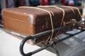 Brown suitcase on a roof rack Royalty Free Stock Photo