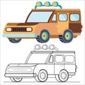 Brown SUV in flat style, isolated object on a white background, vector illustration, Royalty Free Stock Photo