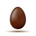 Brown sweet chocolate egg on white background.