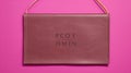 Brown Synthetic Leather Sign Mockup On Fuchsia Background