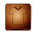 Brown T-shirt icon isolated on white background. Wooden square button. Vector Royalty Free Stock Photo