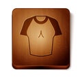 Brown T-shirt icon isolated on white background. Wooden square button. Vector Royalty Free Stock Photo