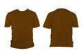 Brown t-shirt with round neck, collarless and sleeves. The t-shirt was unbuttoned and had no design or message on it