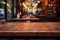 Brown tabletop set against a cozy coffee shop in the blur