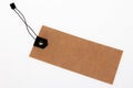 Brown tag with empty string label empty mockup isolated in white background Royalty Free Stock Photo