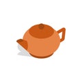 Brown teapot icon, isometric 3d style