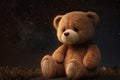 Brown Teddy Bear Boy with Night Stars Background, Generative AI Royalty Free Stock Photo