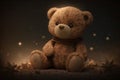 A Brown Teddy Bear on a Night Sky Background, Generative AI Royalty Free Stock Photo