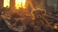 Brown Teddy Bear on Rubble