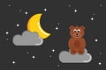 Brown teddy bear star night dark sky Royalty Free Stock Photo