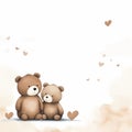 The brown theme has a heart shape and two cute bears on the sides,AI Generated