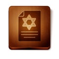 Brown Torah scroll icon isolated on white background. Jewish Torah in expanded form. Star of David symbol. Old parchment Royalty Free Stock Photo