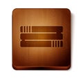 Brown Towel stack icon isolated on white background. Wooden square button. Vector