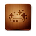 Brown Towel stack icon isolated on white background. Wooden square button. Vector