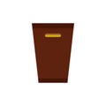 Brown trash bin icon, flat style