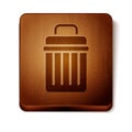 Brown Trash can icon isolated on white background. Garbage bin sign. Recycle basket icon. Office trash icon. Wooden