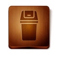 Brown Trash can icon isolated on white background. Garbage bin sign. Recycle basket icon. Office trash icon. Wooden