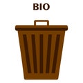 Brown trash can for separate sorting of organic waste, Zero waste concept stock vector illustration on a white