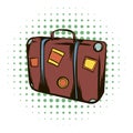 Brown travel suitcase comics icon