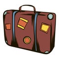 Brown travel suitcase icon cartoon