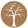 Brown tree silhouette sticker, vector illustration Royalty Free Stock Photo