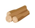 Brown tree trunks flat vector illustration. Wooden logs, building material. Felled wood, natural industrial stuff